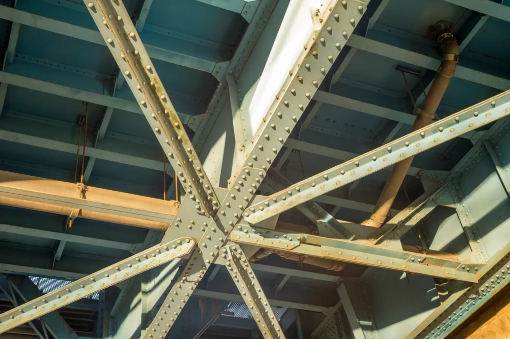 Riveted steel bridge bracing