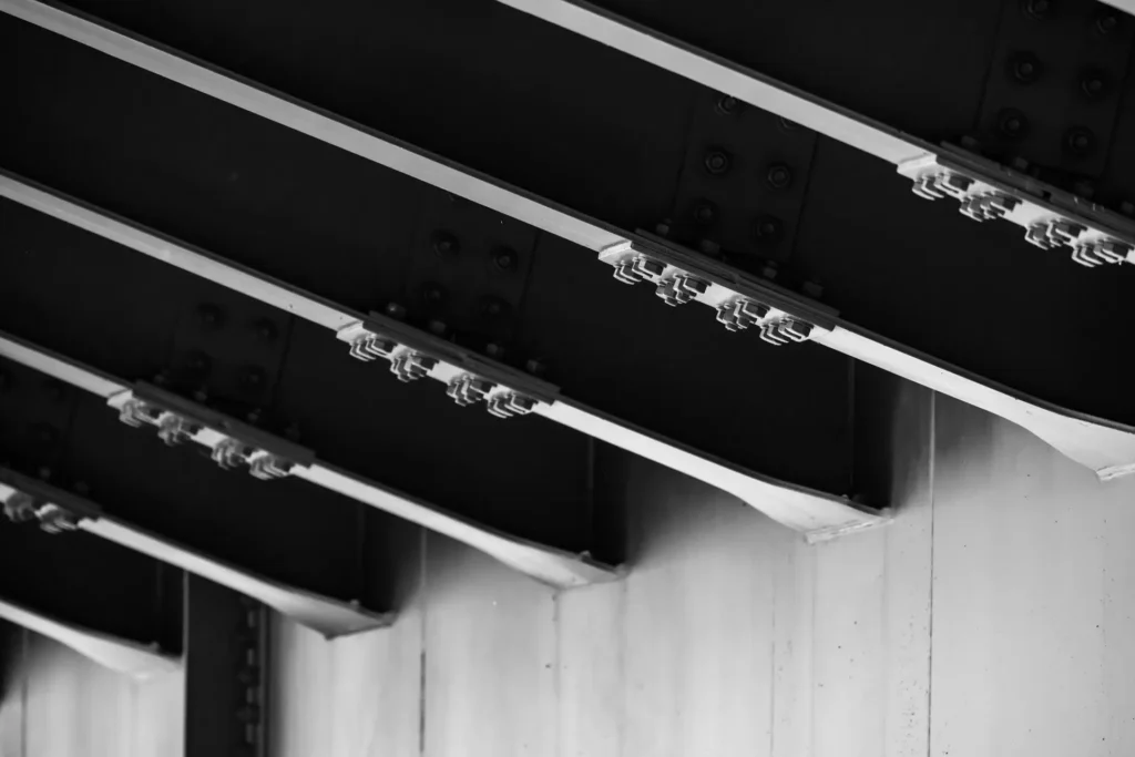 Steel bridge girders from below