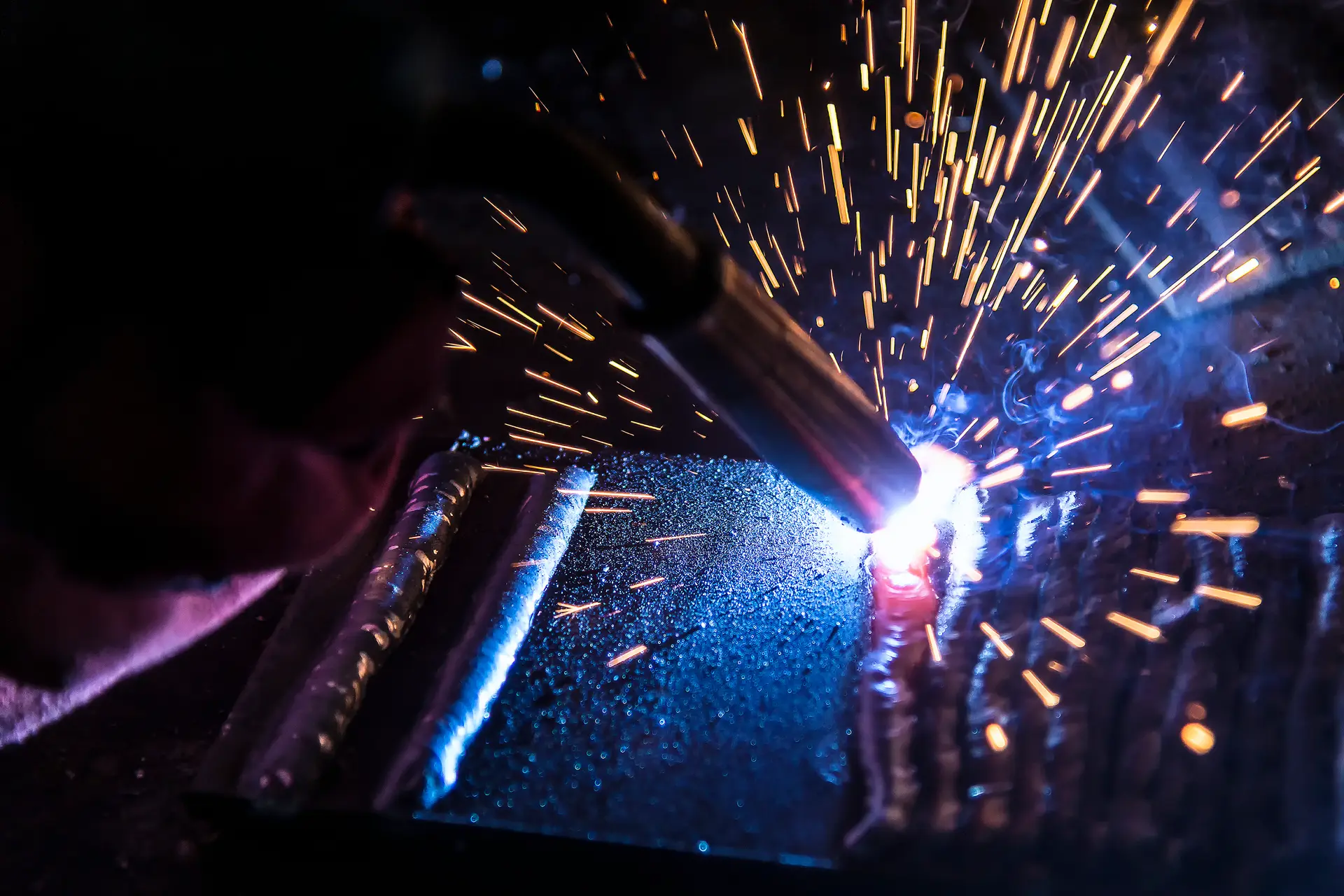 welding sparks closeup